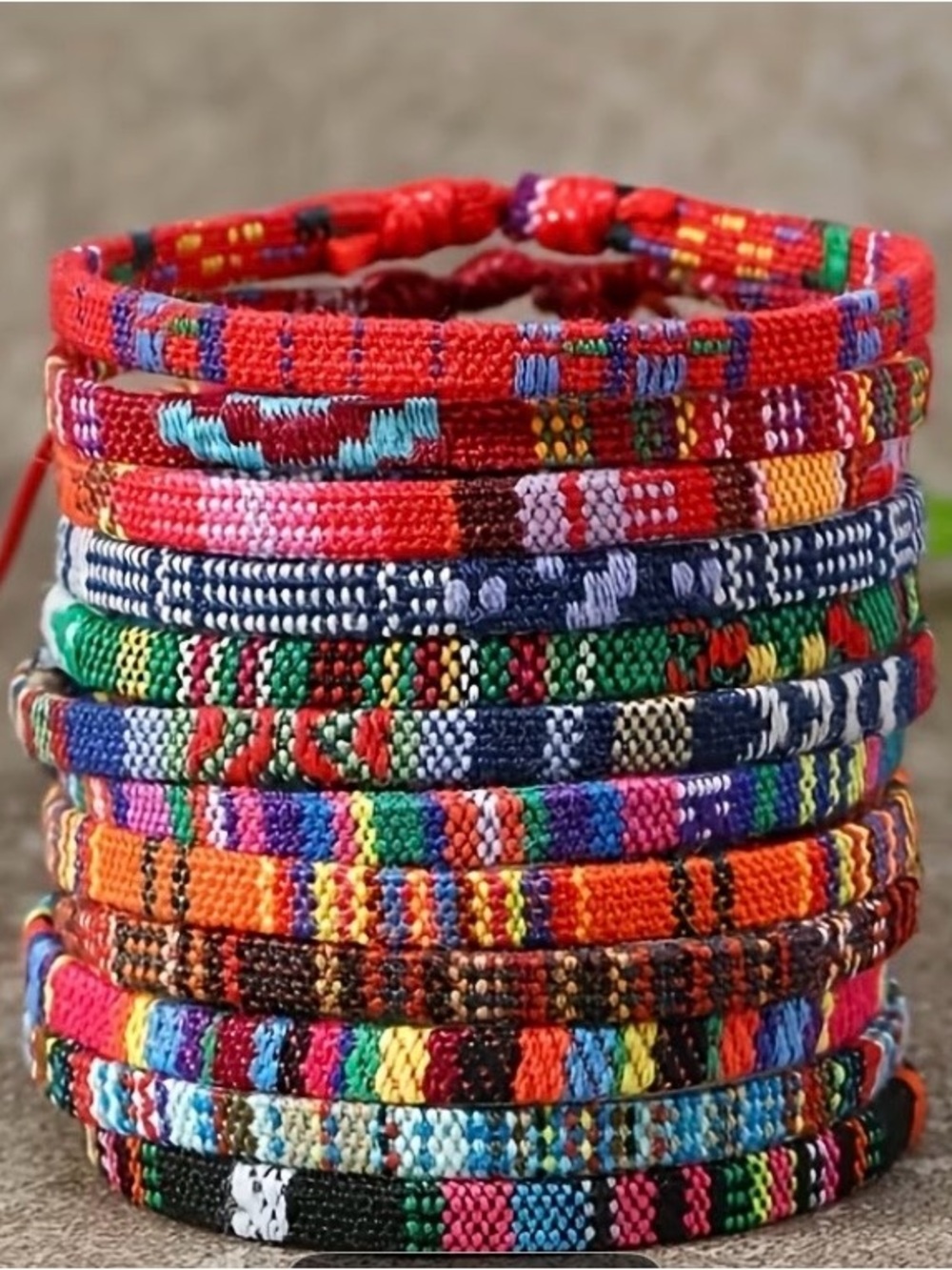 Boho Colorful Woven Friendship Bracelets - Set of 11 Multicolored